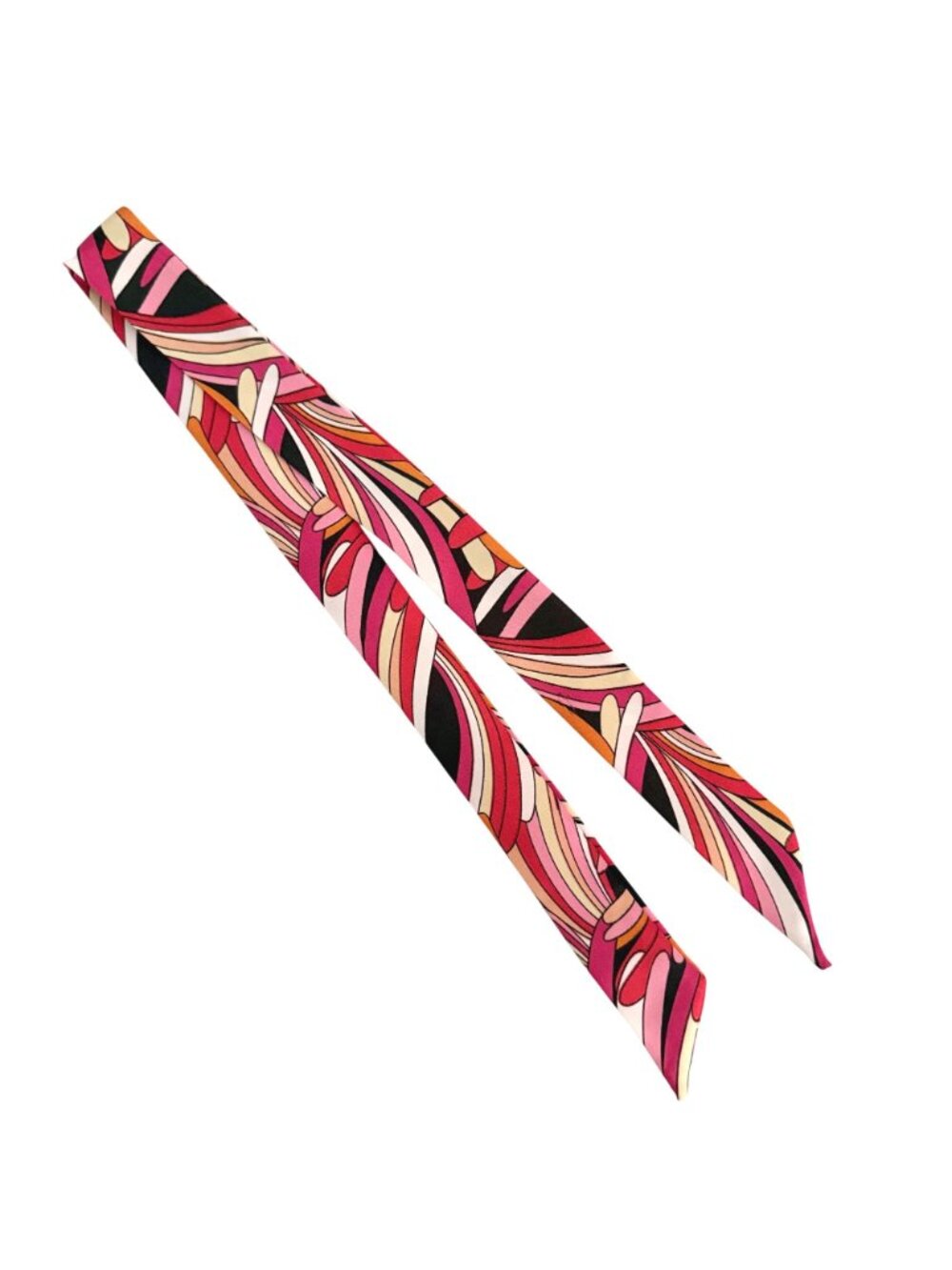 Slim Scarf Pink Black Abstract 34in Silk Satin Neck Hair Bag Ribbon - Picture 3 of 14